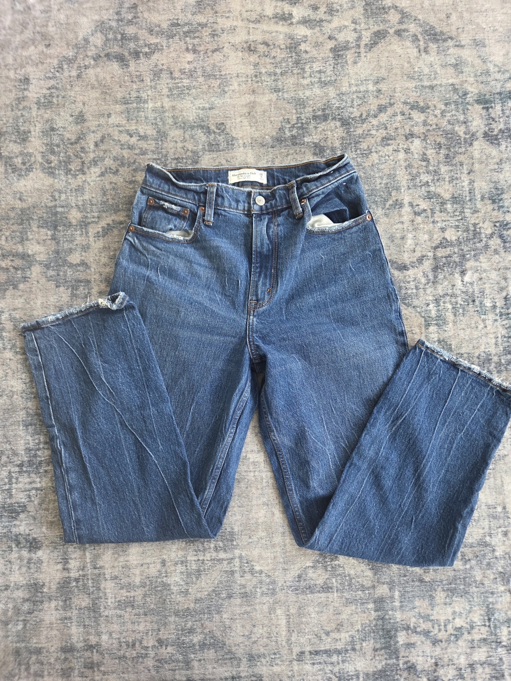 Abercrombie & Fitch Dark Blue Denim 90s Straight Ultra High Rise - Picture 2 of 9